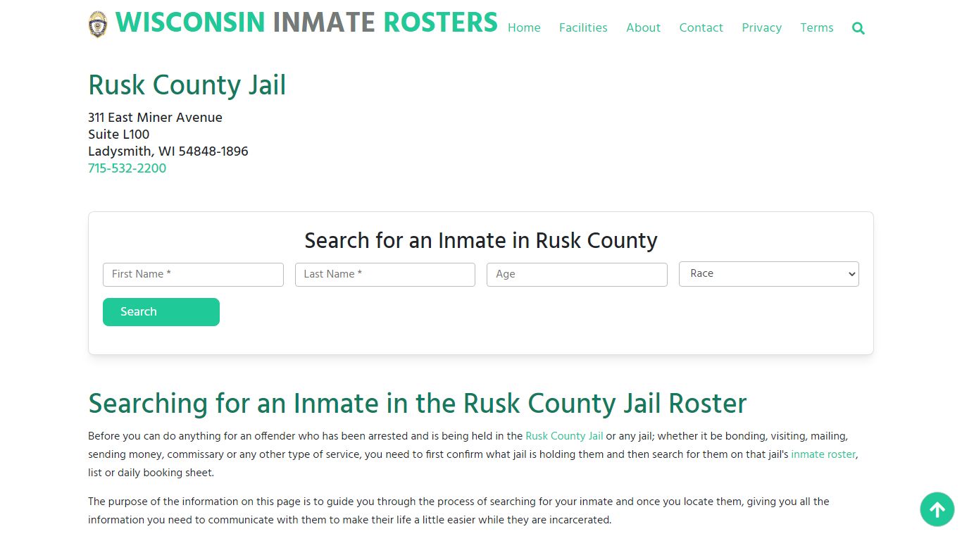 Rusk County Jail WI: Inmate Search & Roster